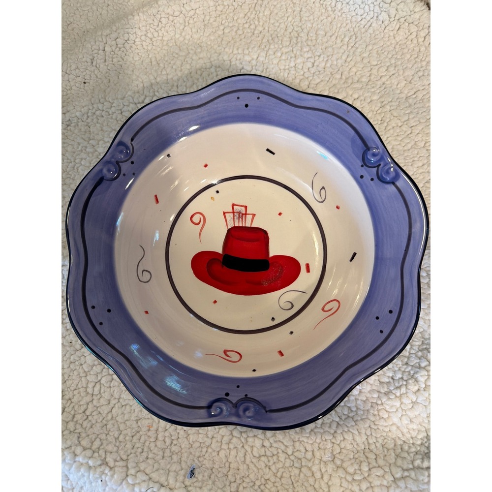 Canterbury Potteries Red Hot Ladies Hand Painted Purple Scalloped Ceramic‎ Bowl